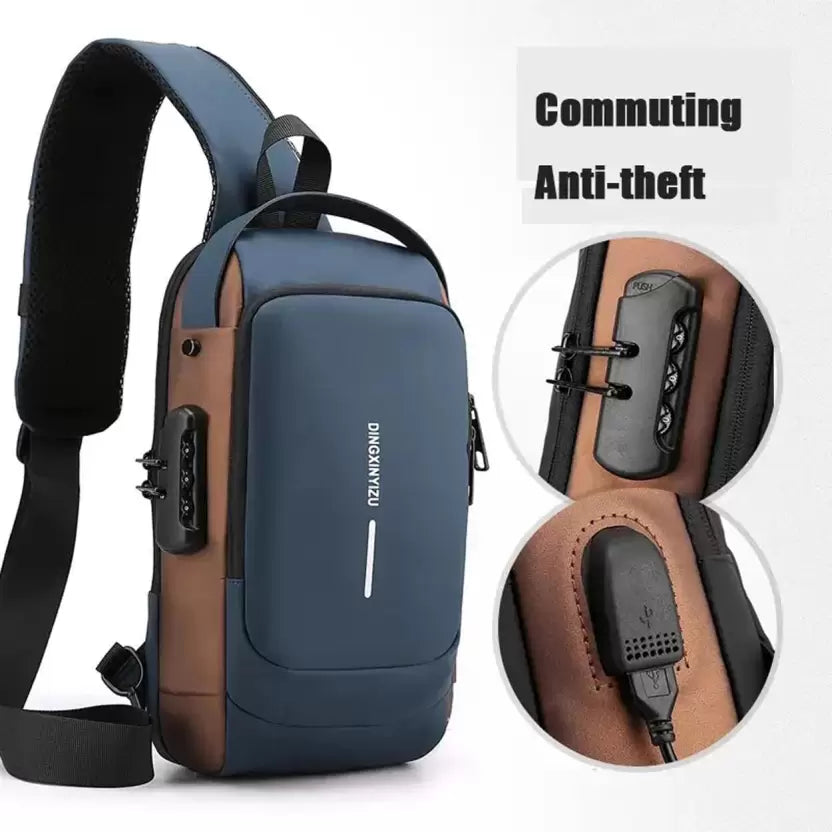 Waterproof Crossbody Sling Bag Unisex Chest Bag with USB Shoulder