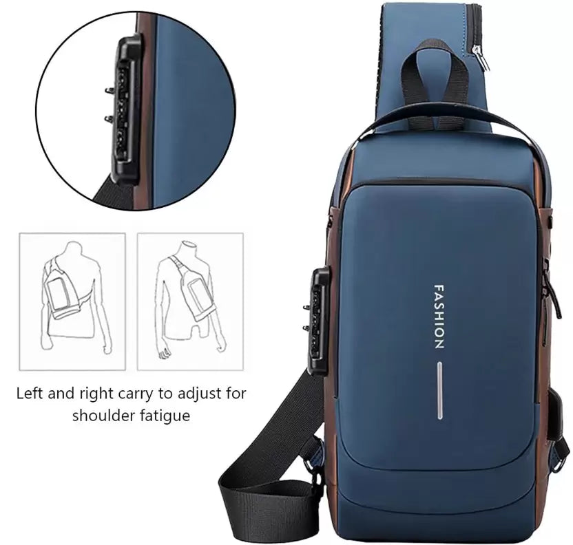 Waterproof Crossbody Sling Bag Unisex Chest Bag with USB Shoulder